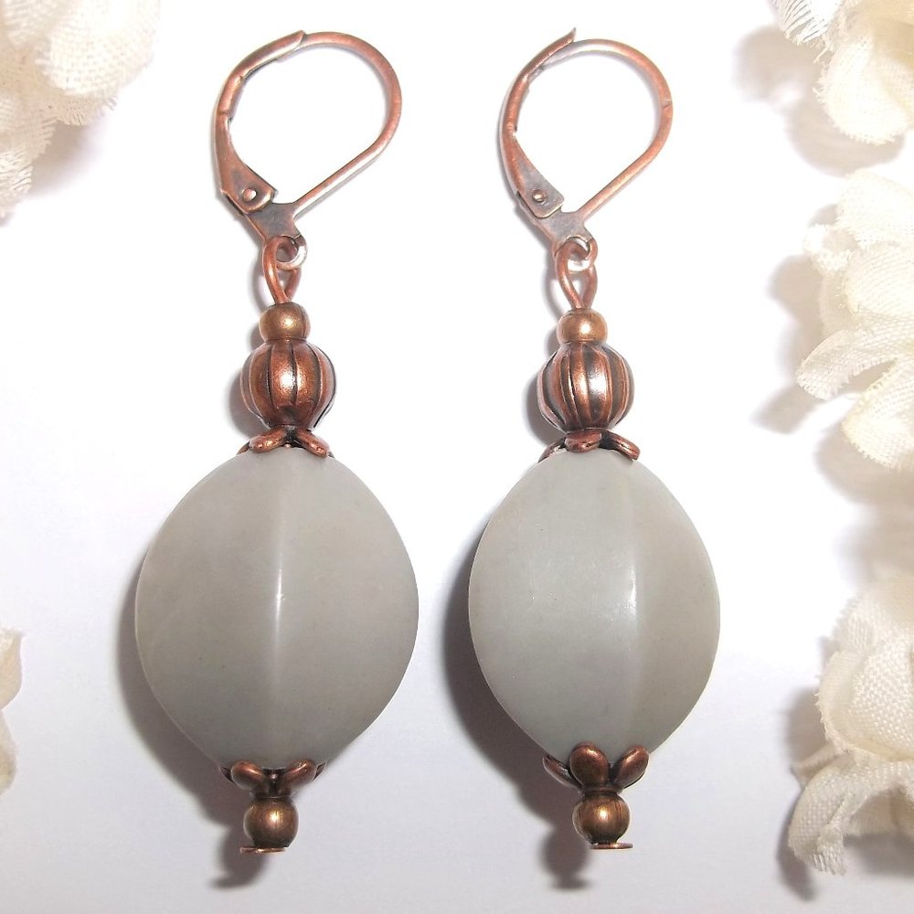 Earrings, Boho Earrings, Grey Earrings, Gray Earrings, Bohemian Earrings, 7563